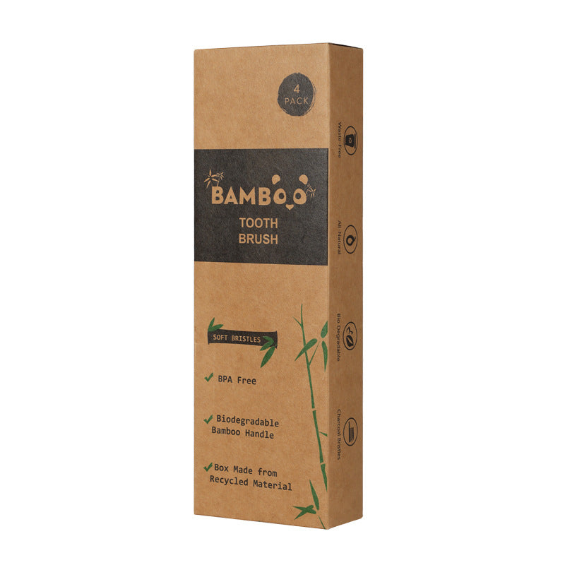 Eco-Friendly Bamboo Toothbrush 4-Pack | Natural Bristles