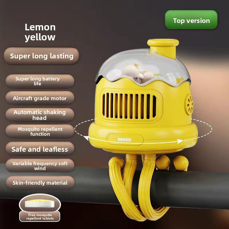 Bladeless Clip-On Stroller Fan with Mosquito Repellent | Safety and Comfort