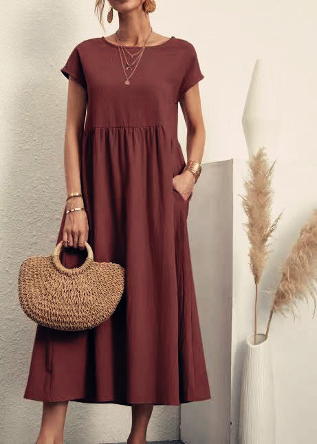 Sleeveless Cotton Linen Pocket Dress | Comfortable Versatile Style