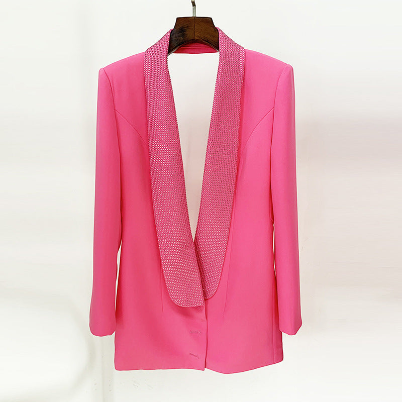 Women's Rhinestone Backless Blazer Dress | Elegant Fashion Statement