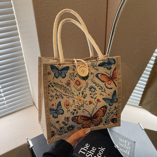 Stylish Linen Lunch Bag Handbag | Perfect for Everyday Use