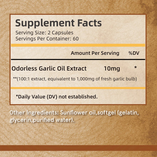 Odorless Garlic Capsules for Immune, Skin & Heart Health Support