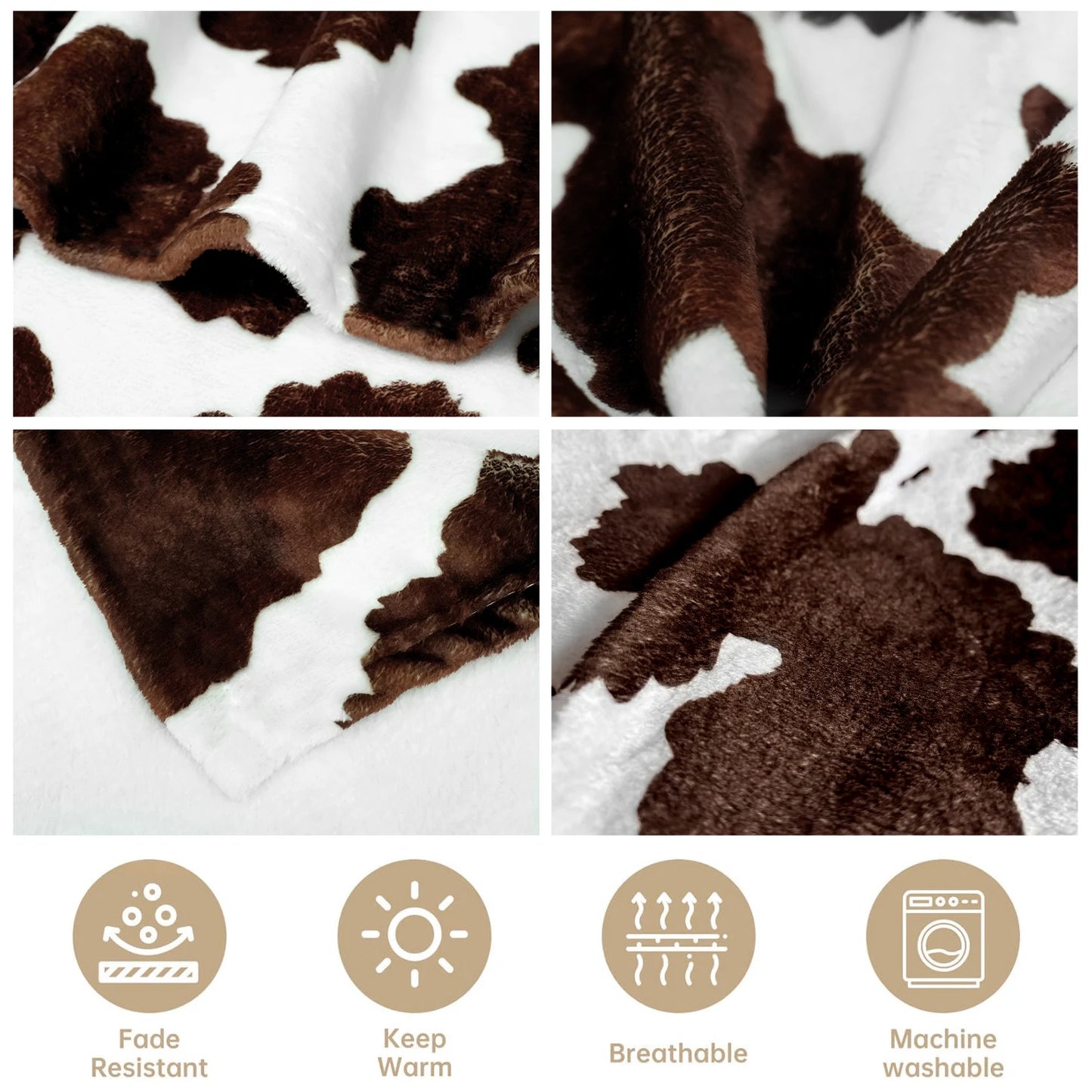 Funny Cow Print Fleece Blanket — Soft Cozy Plush Throw with Black & White Cow Pattern, Cute Gift for Cow Lovers, Christmas & Birthday