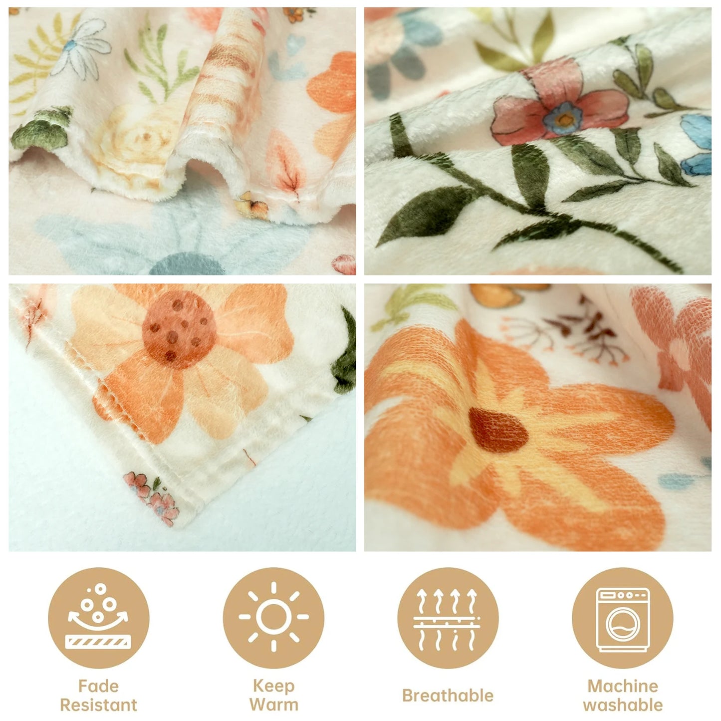 Floral Fleece Blanket | Soft Cozy Throw for Warm Comfort
