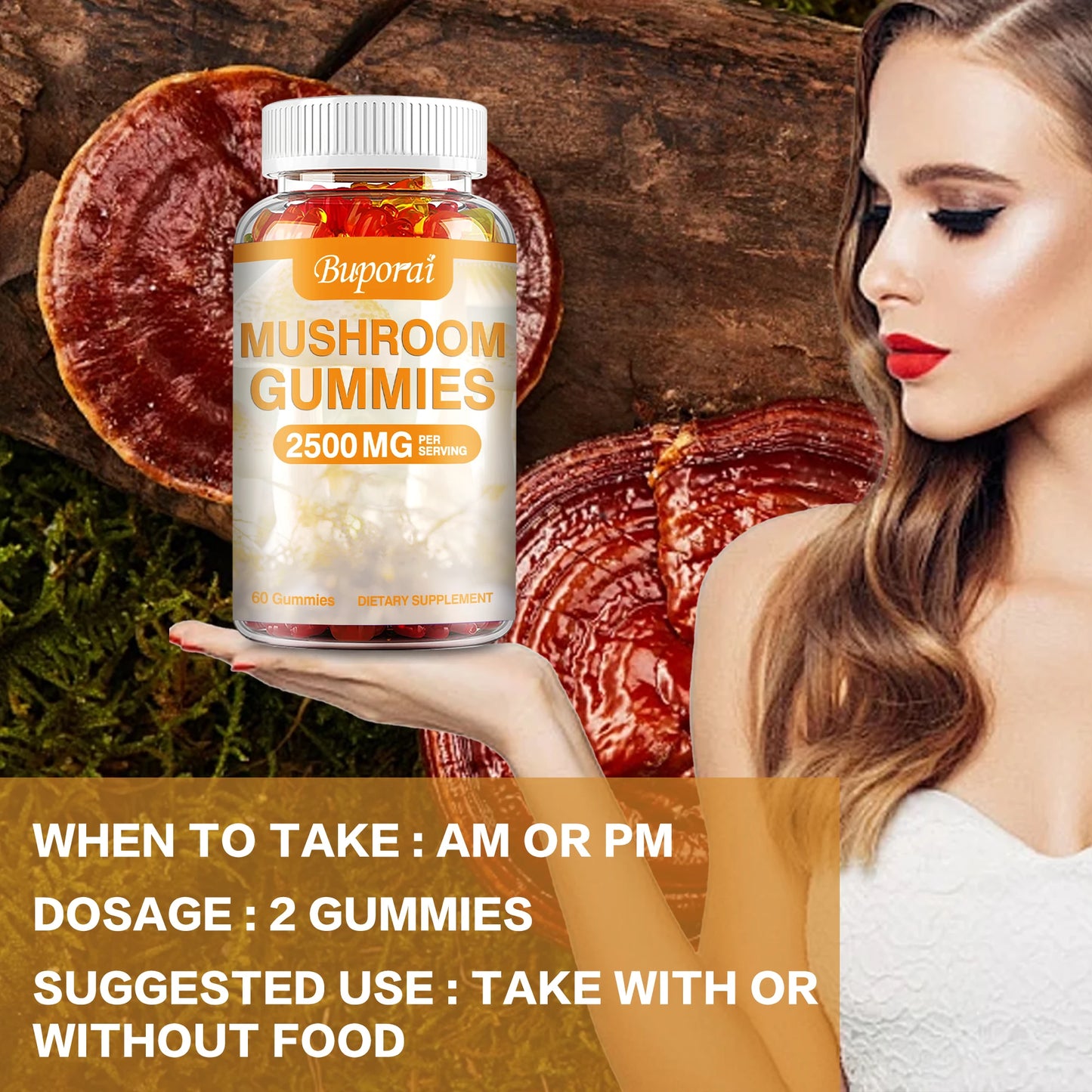 Mushroom Gummies for Brain Health & Immune Support - 60 Gummies
