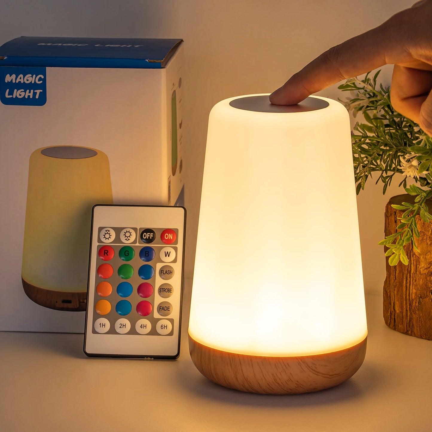 Lámpara de noche portátil RGB que cambia de color | Luz táctil regulable
