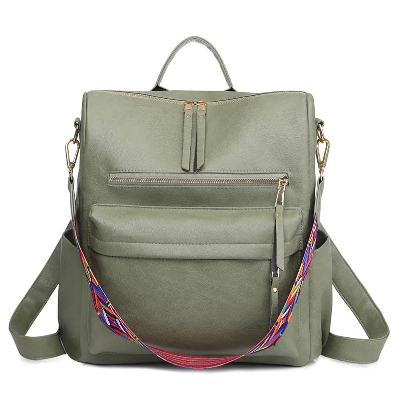 Stylish PU Leather Large Backpack | Women's Vintage Travel Rucksack