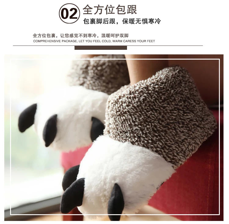 Fluffy Monster Claw Plush Slippers | Cozy Indoor Winter Shoes