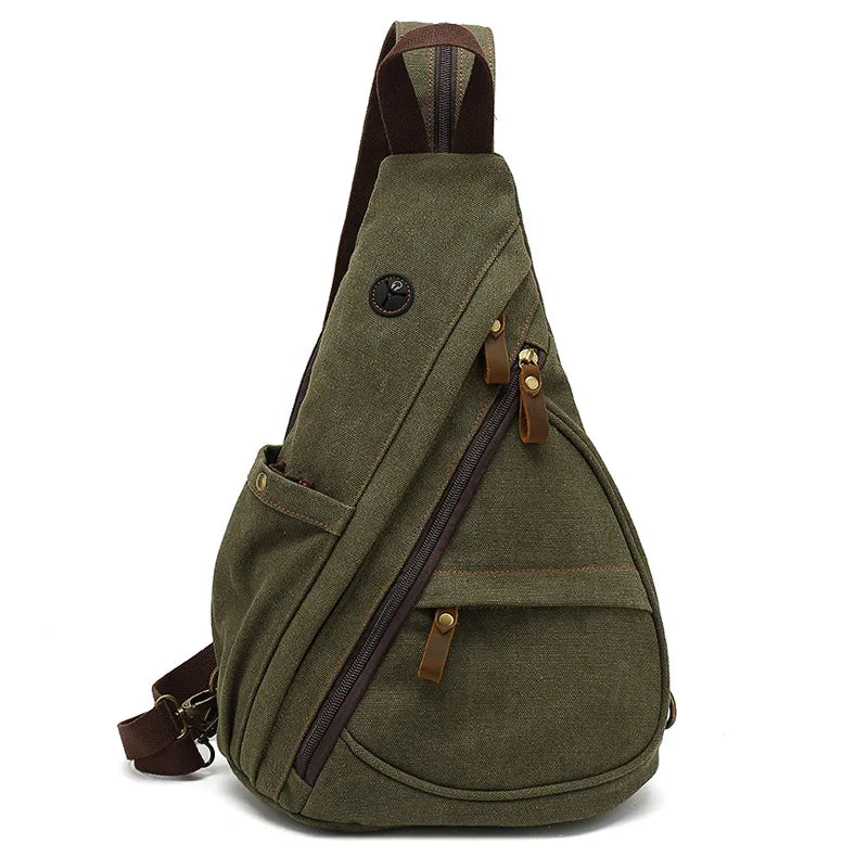 Versatile Men's Canvas Chest Bag | Large Capacity Messenger Bag