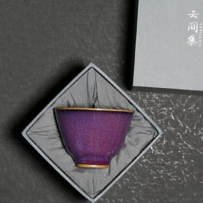 Elegant Purple Ceramic Kung Fu Teacup | Traditional Chinese Drinkware