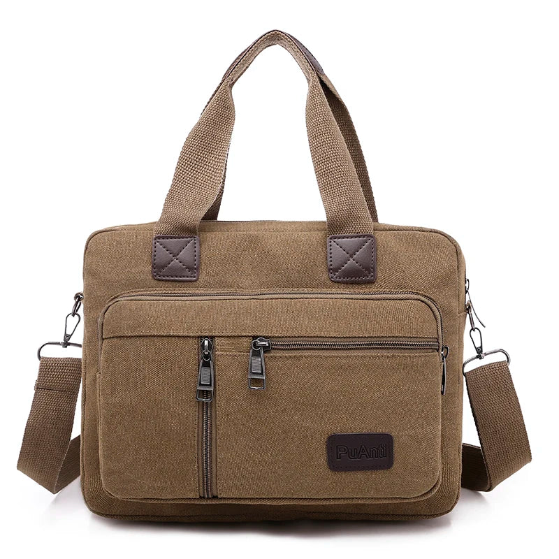 Canvas Men's Handbag Shoulder Bag Travel Large Capacity Multi-layer Crossbody Bag Student Travel Top-handle Bag Leisure Tote sac