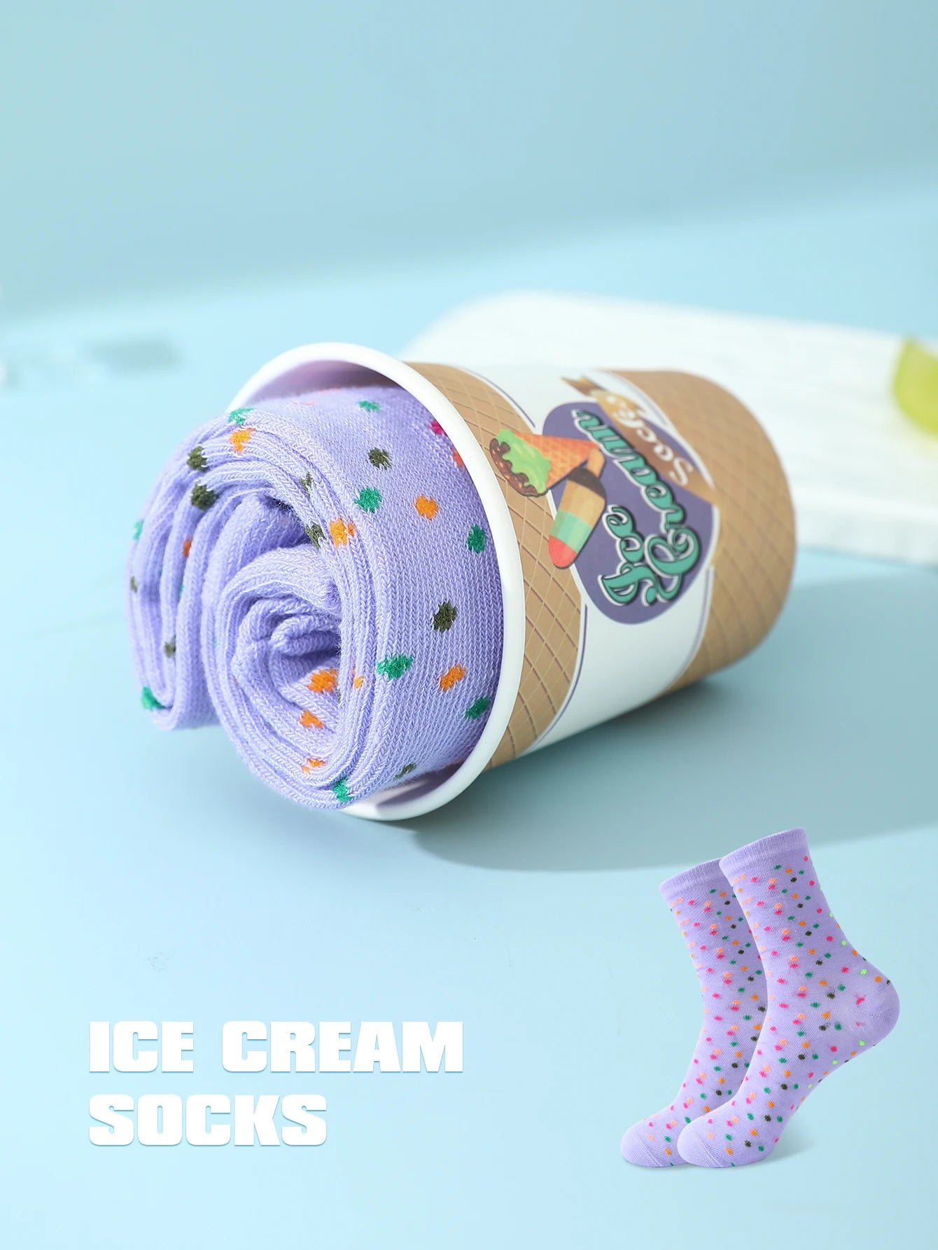 Creative Mid-Length Socks | Fun Ice Cream Design Gift