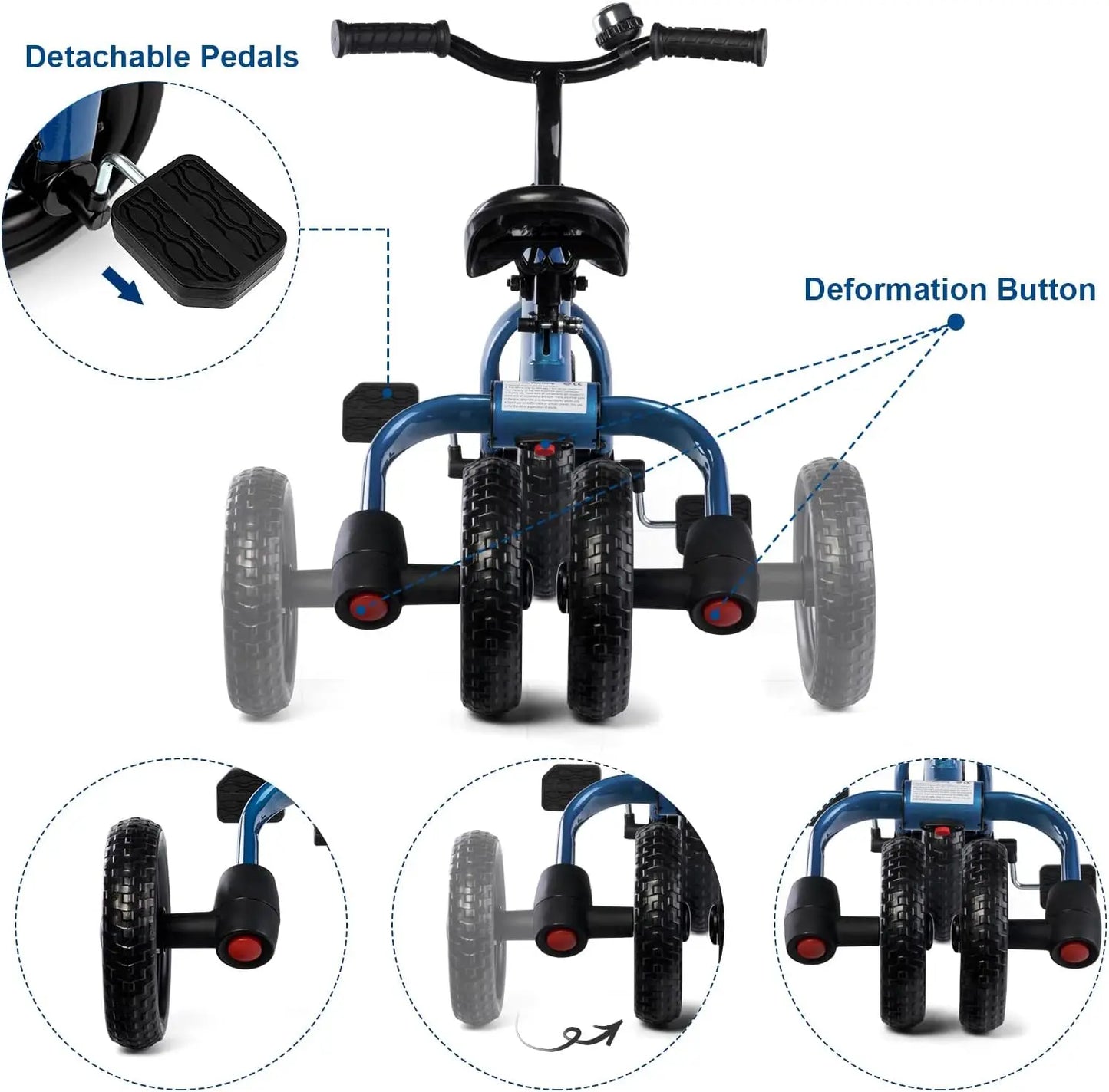3-in-1 Folding Toddler Tricycle | Adjustable & Detachable Features