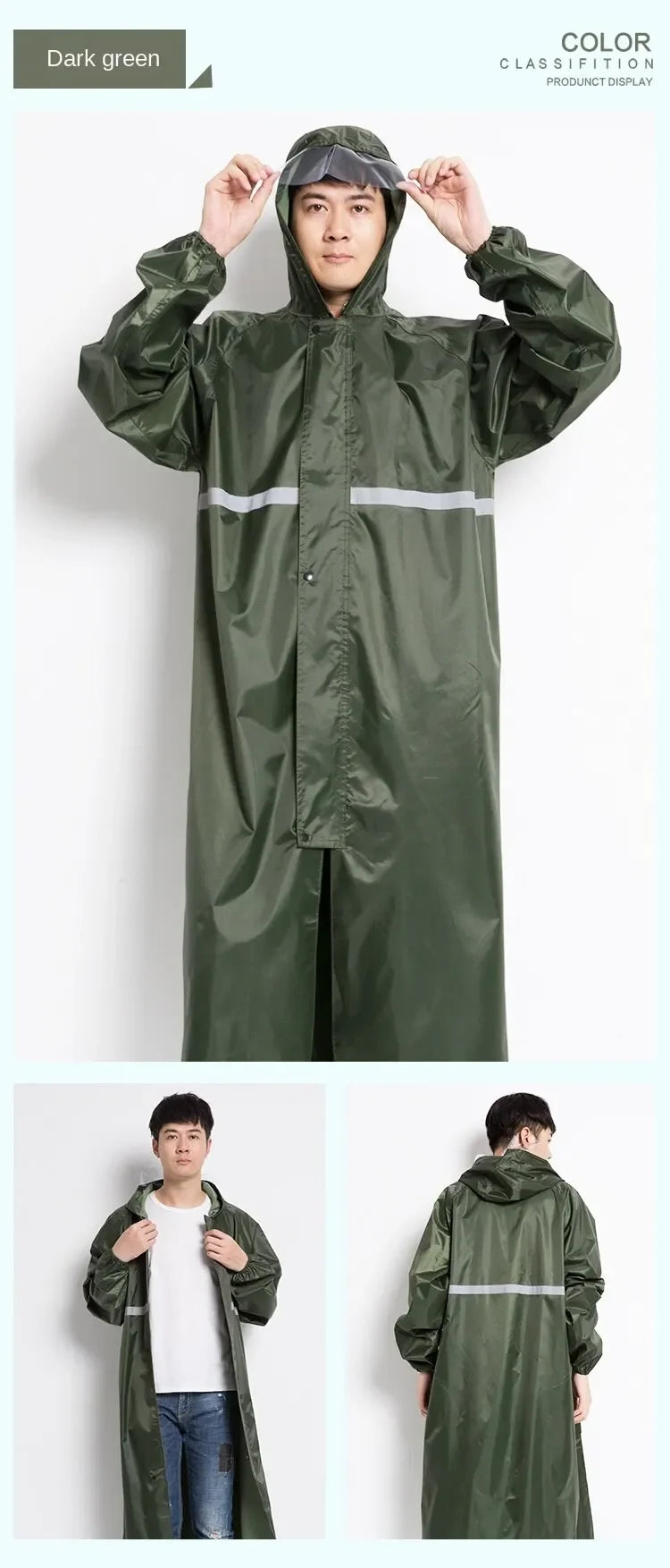 Waterproof Windproof One-Piece Long Raincoat for Adults