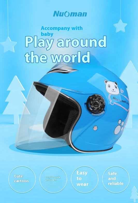 Casco Infantil de Medio Rostro con Diseño de Caricaturas | Seguridad y Diversión para Niños