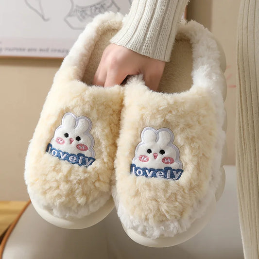 Women's Cute Cartoon Rabbit Plush Slippers | Cozy Indoor Footwear