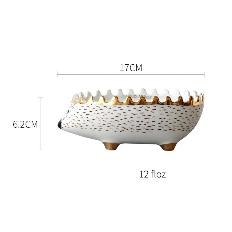 Cute Hedgehog Ceramic Dessert Bowl | Adorable Nordic Tableware