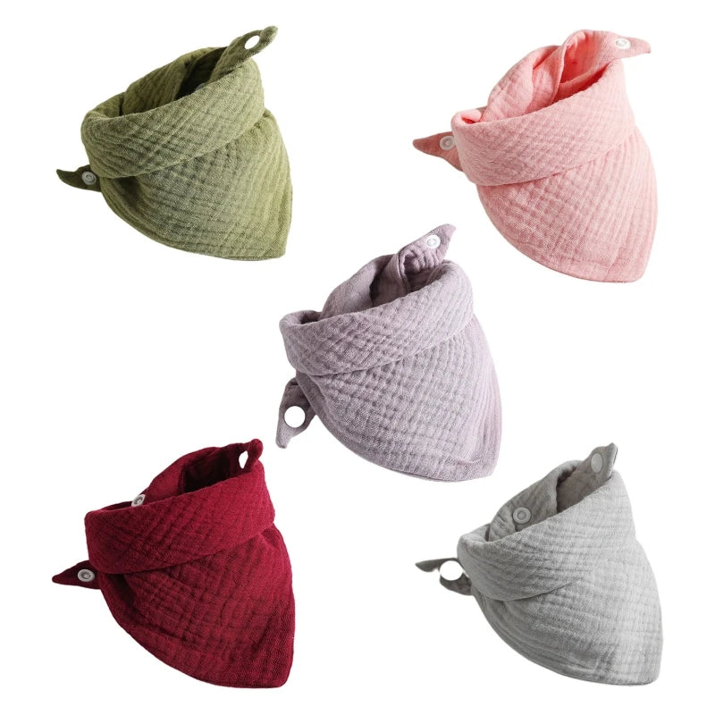 5 Pcs Baby Feeding Drool Bibs | Soft Cotton Bandana Bibs