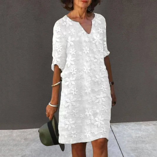 Women's Elegant Hollow Lace Midi Dress | Perfect for Summer Style