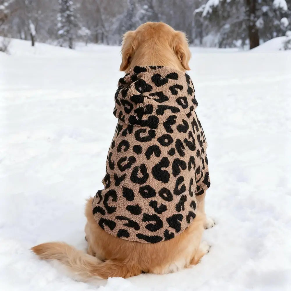 Abrigo de Forro Polar con Estampado de Leopardo para Perros | Atuendos Cálidos de Invierno para Perros
