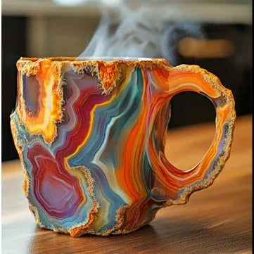 New Natural Resin Mineral Crystal Coffee Cups Colorful Large-Capacity Agate Crystal Cups Household Necessities