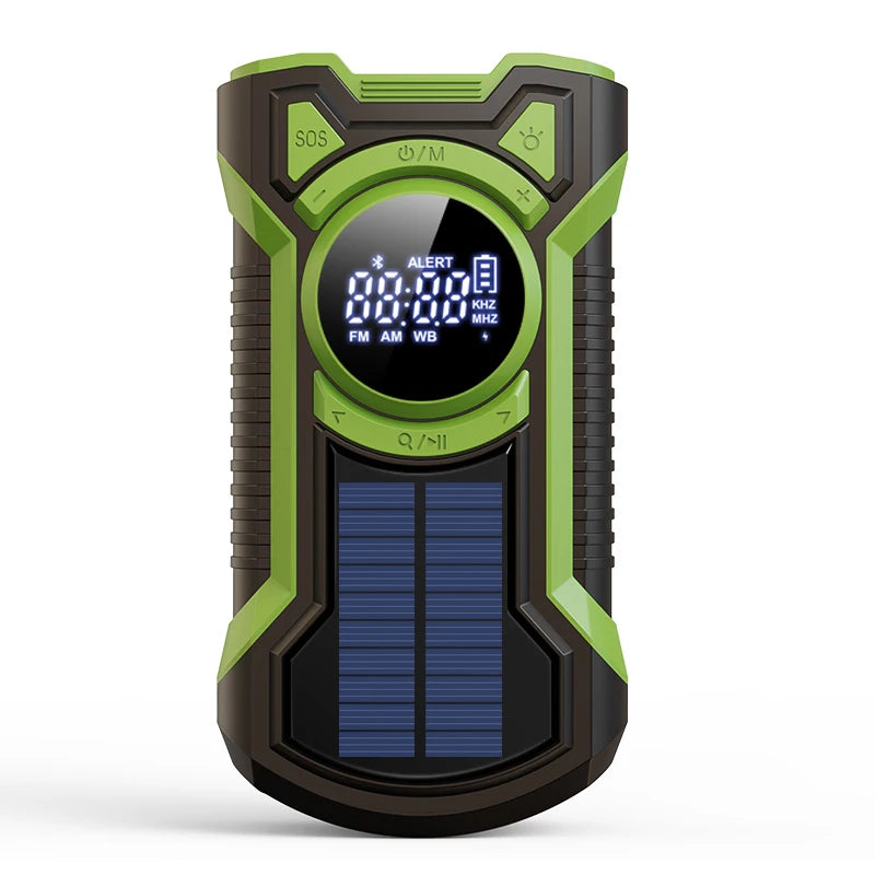 Portable Solar Emergency Weather Radio | Hand Crank & Bluetooth