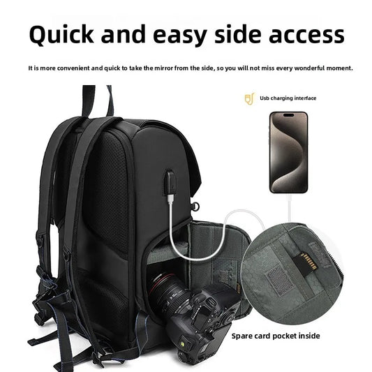 Mochila impermeable para cámara de doble hombro | Mochila de gran capacidad