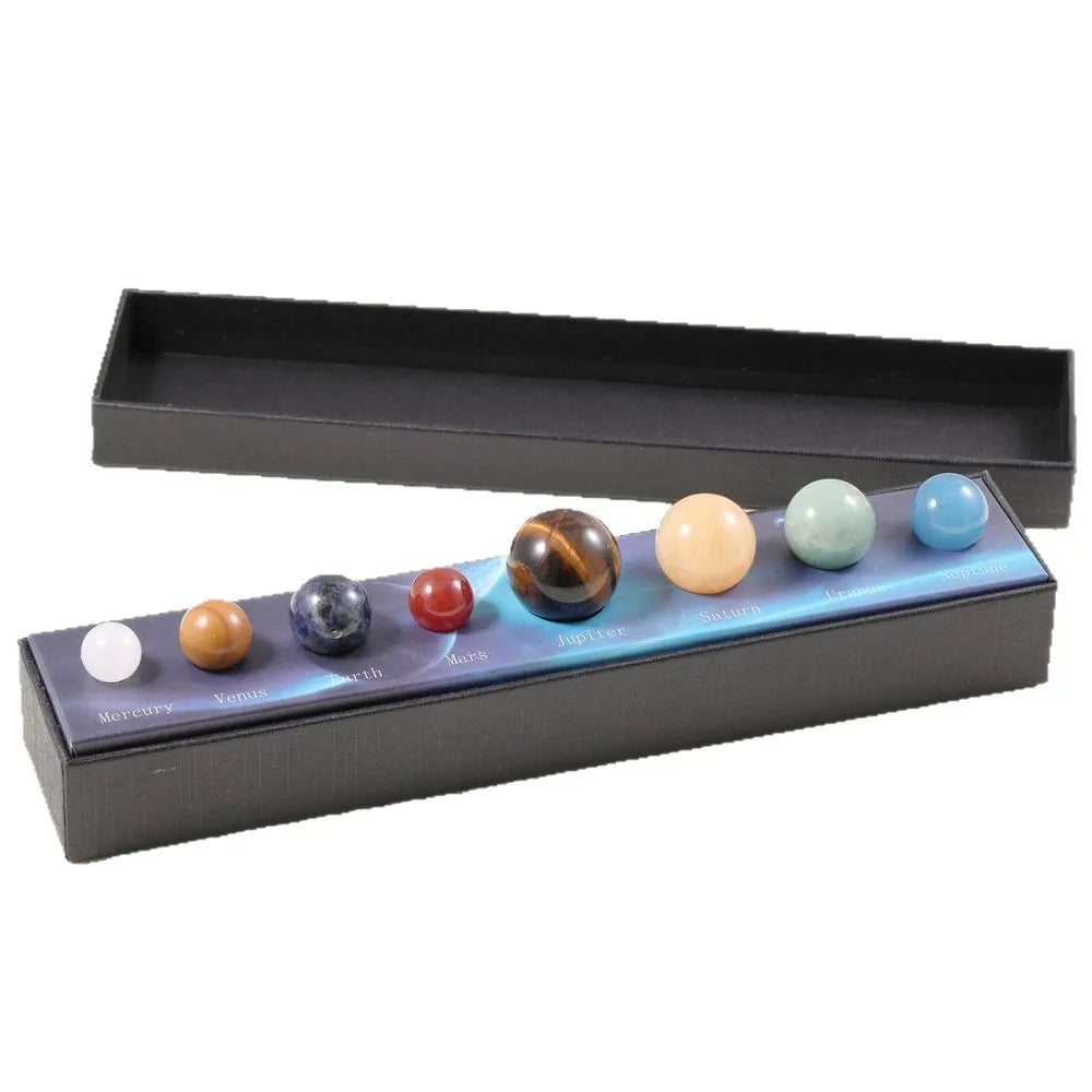 Solar System Natural Crystal Gemstones Set 9 Planets Sphere Ball Stone Galaxy Model Ornaments Gift Home Office Decor