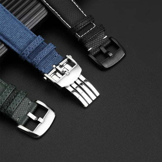 Versatile Yellow Nylon Leather Watch Strap | 22mm Men's Band