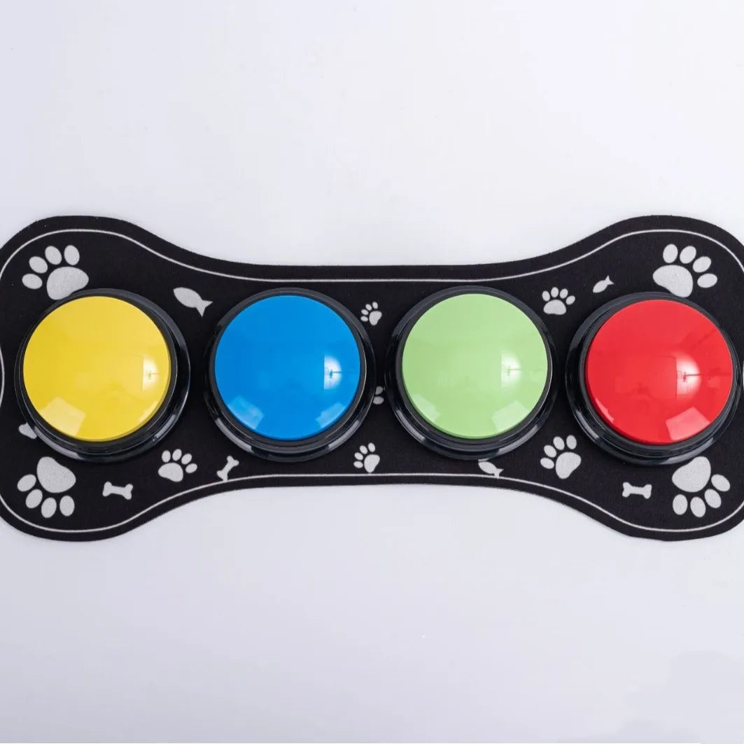 Paquete de 4 botones de comunicación para perros | Juguetes interactivos para el adiestramiento de mascotas
