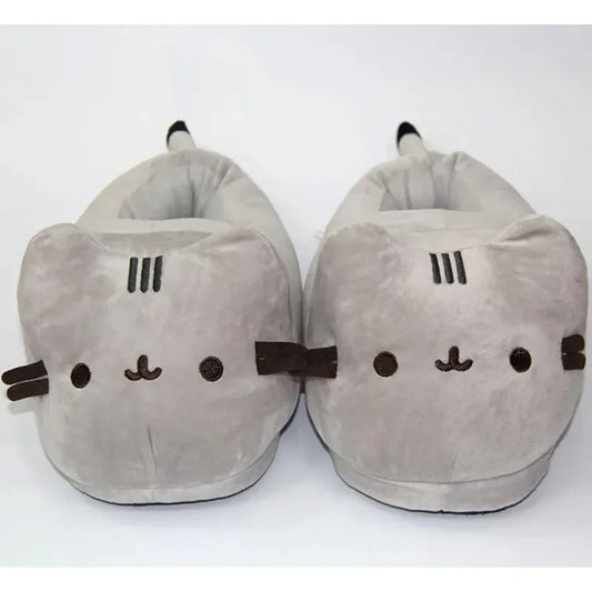 Pantuflas de peluche de gato de dibujos animados | Zapatillas de invierno de anime para interiores cómodas