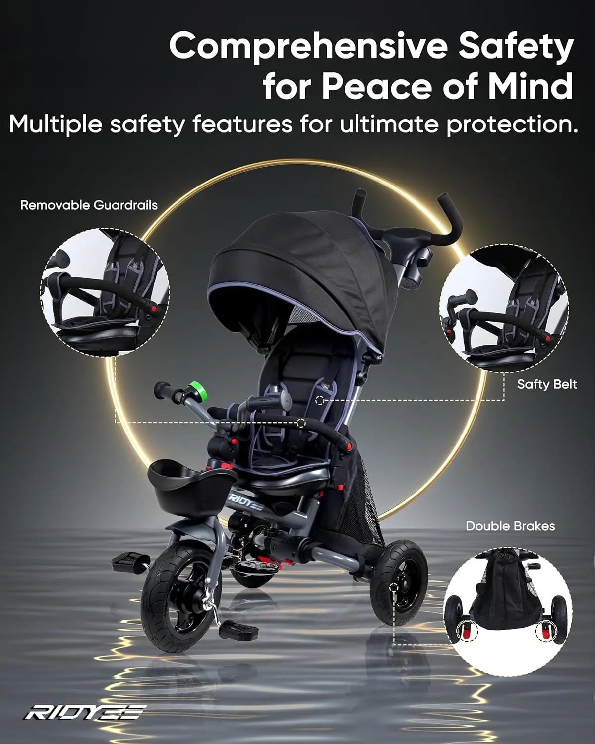 7-in-1 Folding Toddler Tricycle | All-Terrain Comfort for Kids