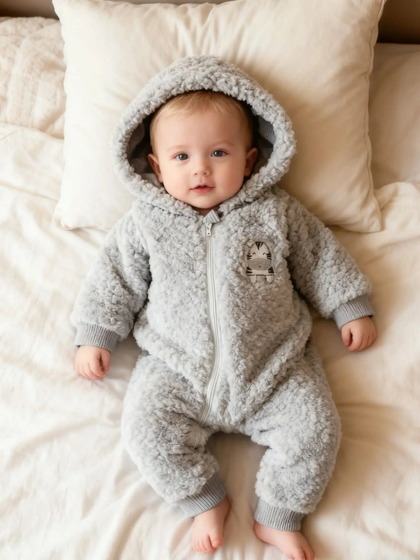 Baby Autumn Winter Plush Crawling Suit Cartoon Bull Design Soft Warm Cloud-like Wrap Sensation for Babies