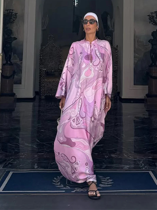 Stylish Oversized Women's Print Kaftan Maxi Dress for Summer