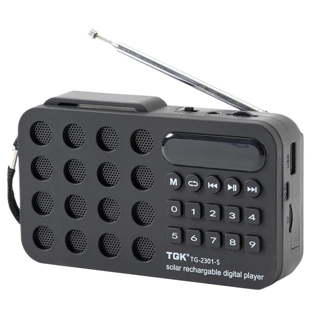 Portable FM Radio Receiver with Bluetooth & Solar Charging