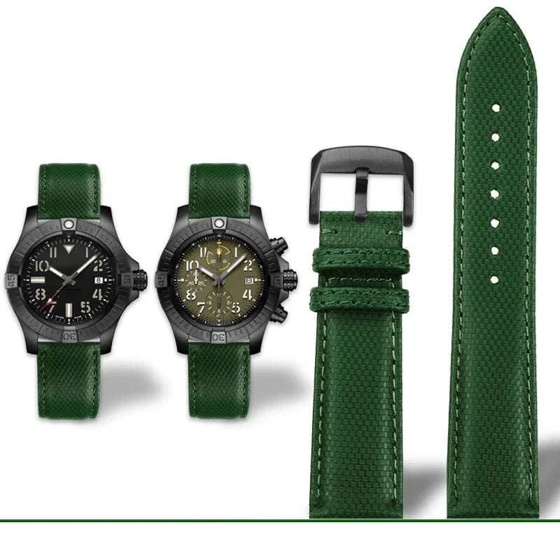 Versatile Yellow Nylon Leather Watch Strap | 22mm Men's Band