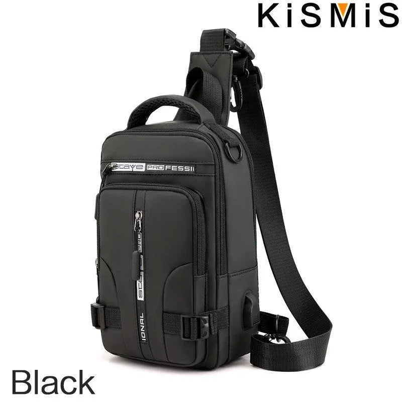 New Chest Bag Men's USB Charging Multi functional Fashion Casual One Shoulder Crossbody Sports Oxford Cloth Backpack