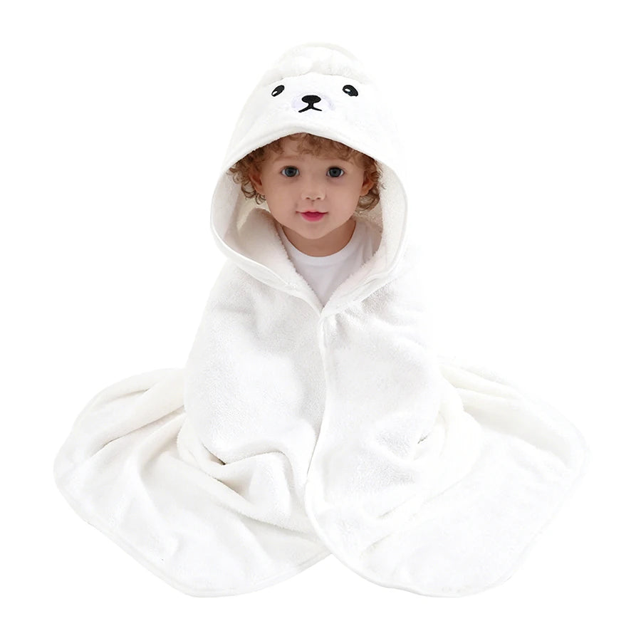 A Soft and Absorbent Baby Bath Towel, Cartoon Design, Thin for Summer, Newborn Bath Towel, a Must-Have for Babies.