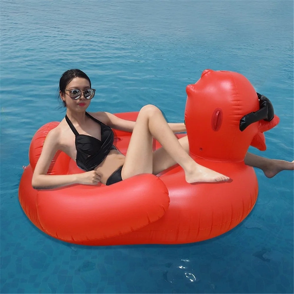 Giant Inflatable Duck Float with Sunglasses | Summer Pool Fun