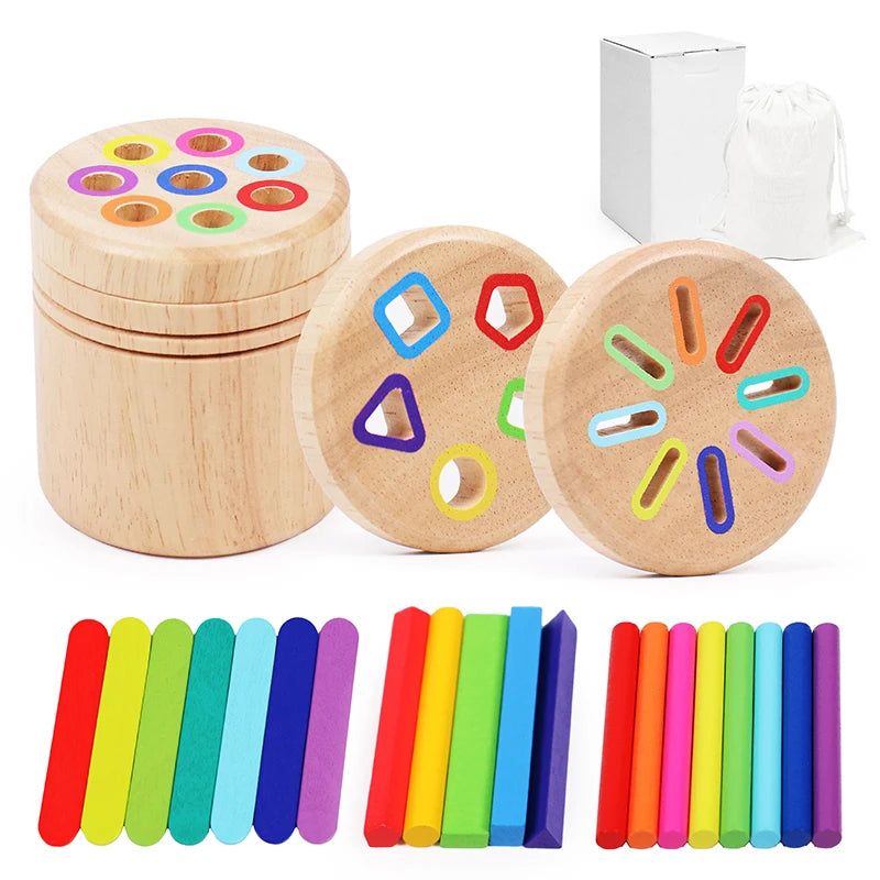 Children's Wooden Color Shape Classification Cup Geometric Cognition Matching Game Teaching Aid Educational Toys For Kids Gifts