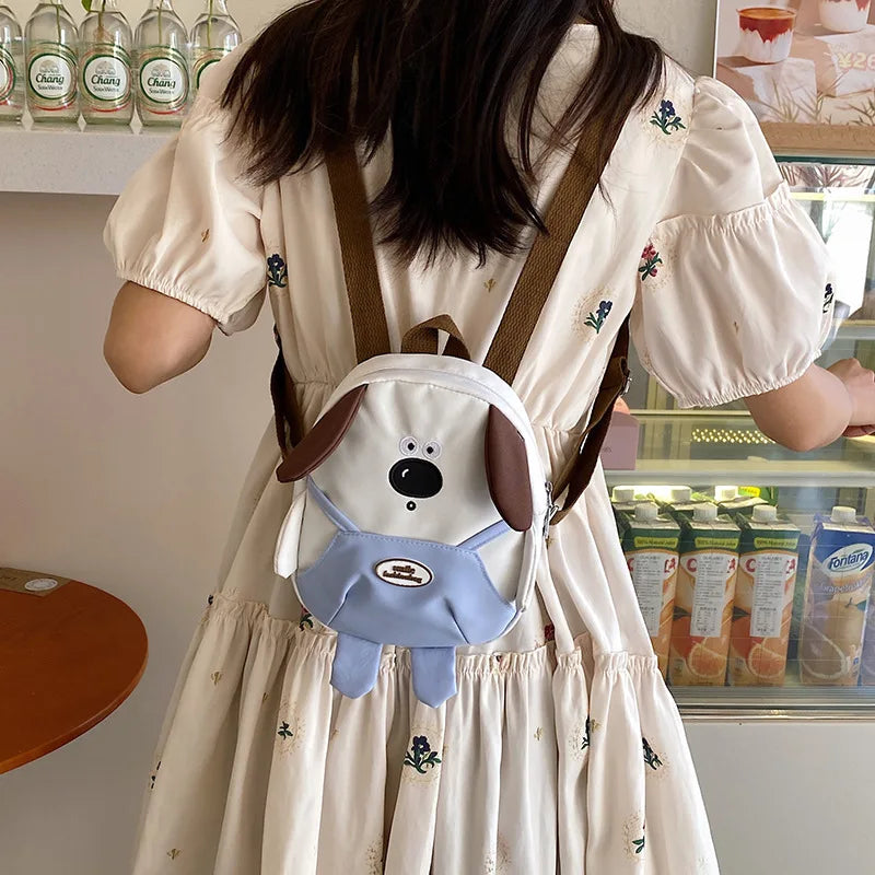Cute Cartoon Dog Mini Backpack | Adjustable Canvas Travel Bag