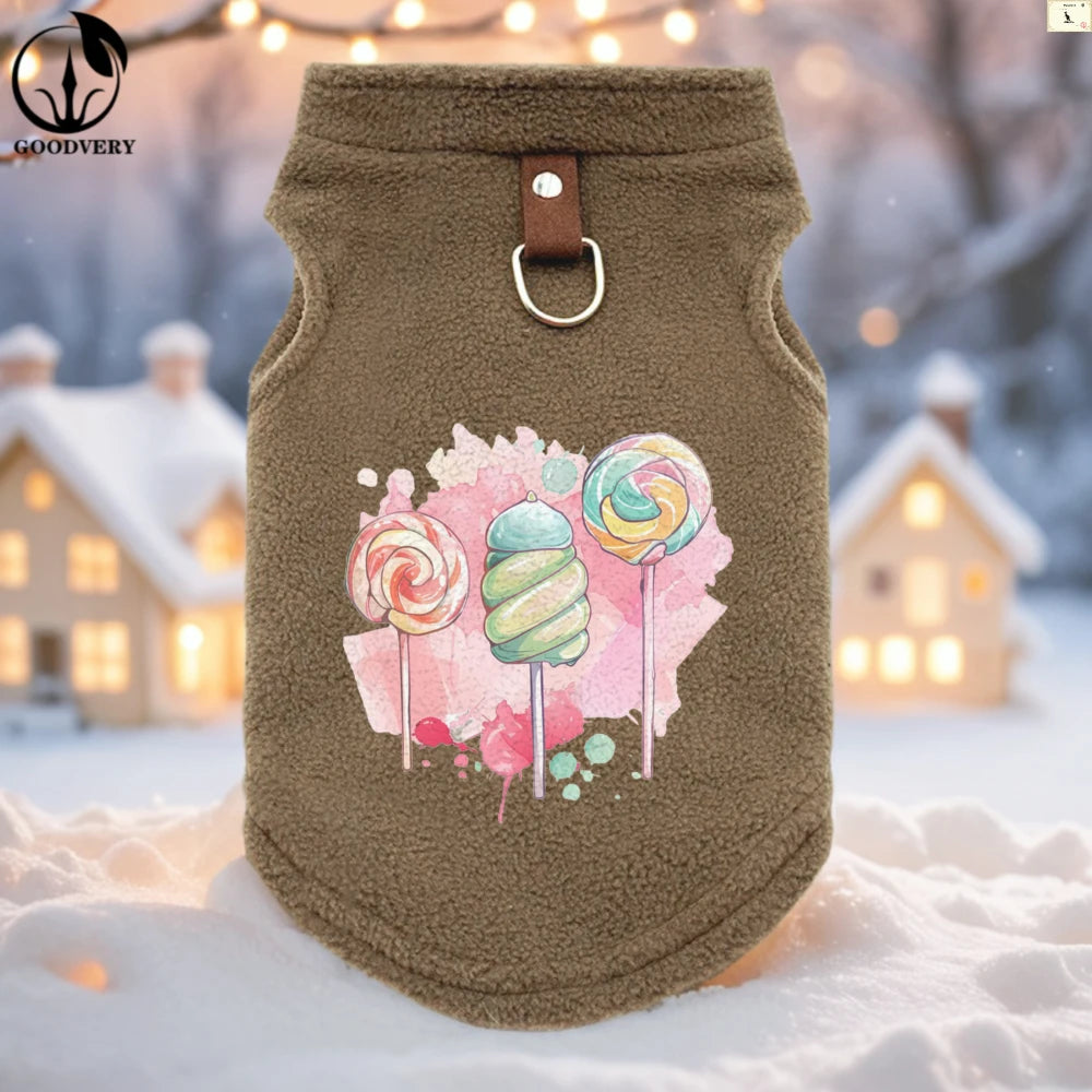 Suéter de invierno para gato con estampado de piruleta de dibujos animados para mascotas