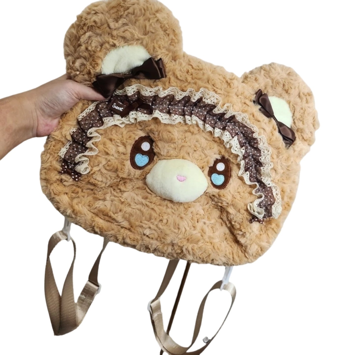 Cute Big Face Bear Plush Backpack | Spacious Women's Bag