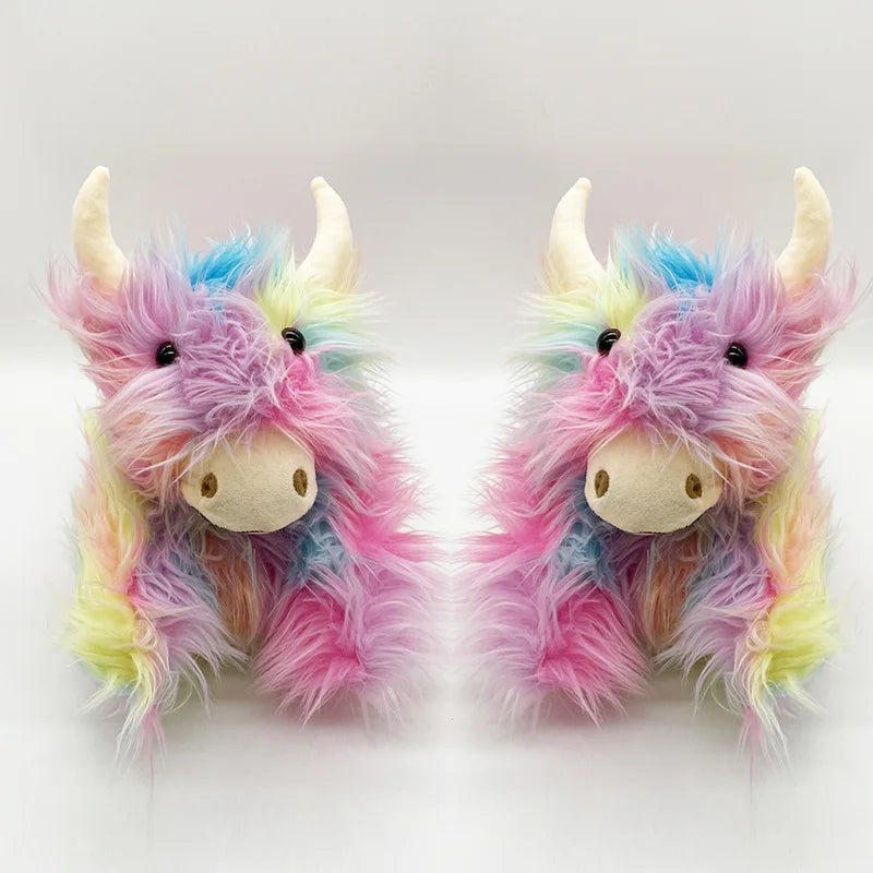 Winter Highland Cow Plush Slippers | Cute Fluffy Animal Slides