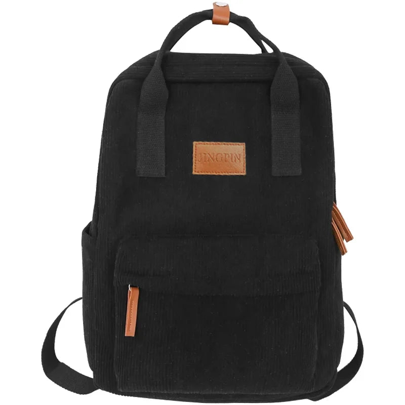 Trendy Multi-Color Corduroy Backpack | Casual Versatile School Bag