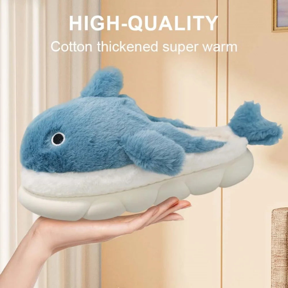 Unisex Fuzzy Sharky Slides | Adorable Whale Shark Slippers