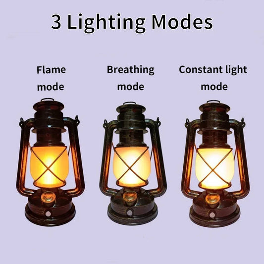 Linterna portátil vintage | Luz de camping recargable con 3 modos