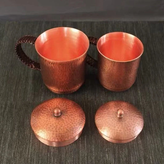 Vintage Pure Copper Coffee Cup with Lid | Moscow Mule Tumbler