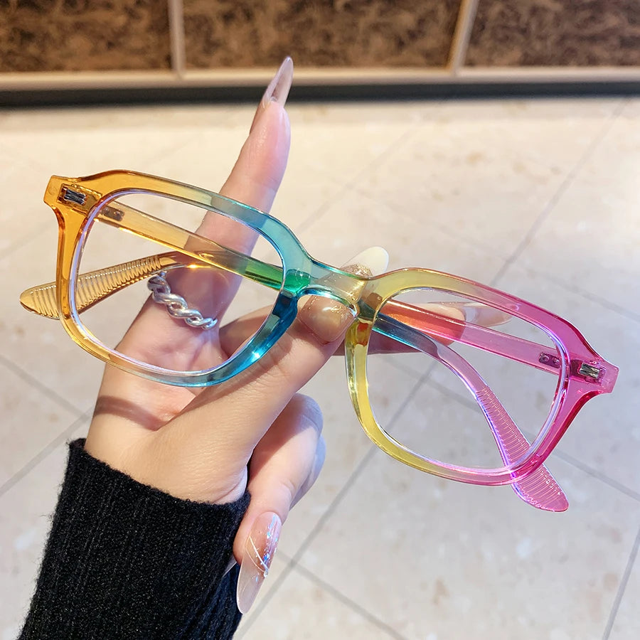 Stylish Women's Square Frame Glasses | Vibrant Rainbow Design