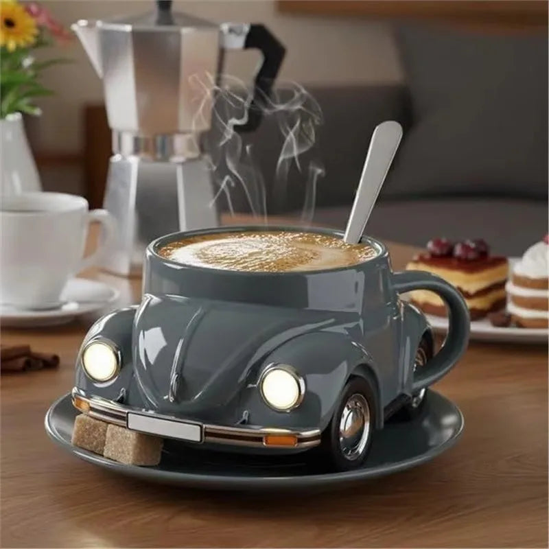 Beetle Shaped Coffee Mug, Handmade Novelty Fun Imaginative Beetle Car Shape Coffee Cup, Creative Gift for Beetle Lovers Suitable